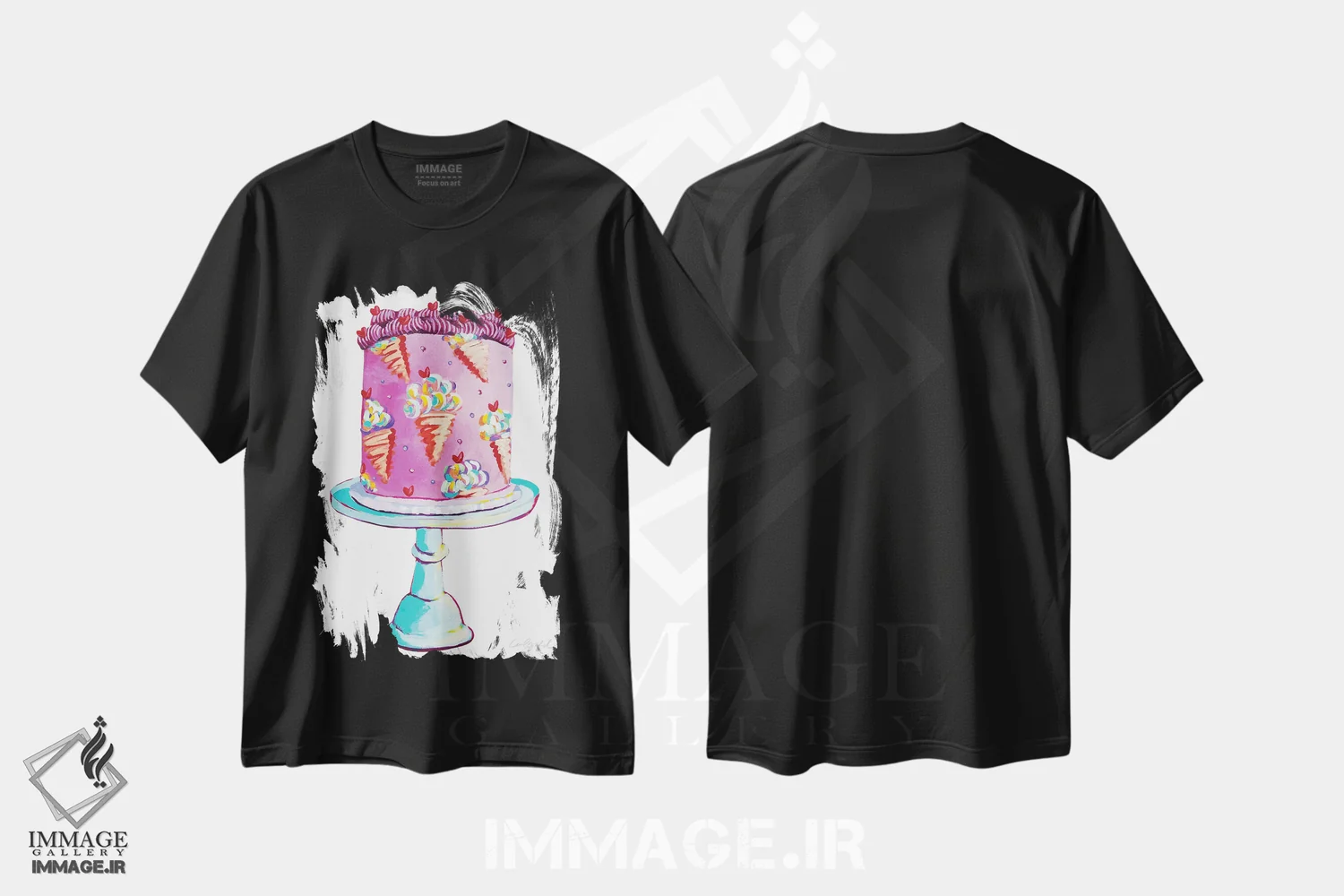 تیشرت مشکی طرح دار کیک بستنی، مدیوم اثر لورِل گرینفیلد | فروشگاه ایماژ