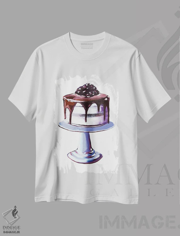 تیشرت سفید طرح دار شکلات چکه ای با بستنی وانیلی، مدیوم اثر لورِل گرینفیلد | immage.ir