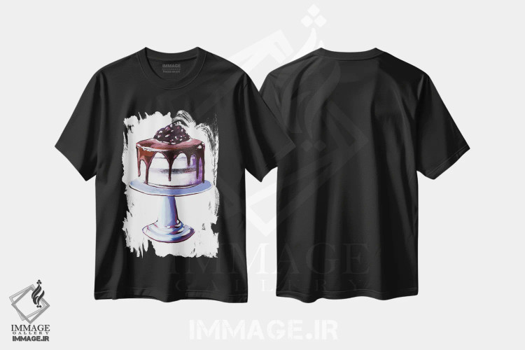 تیشرت مشکی طرح دار شکلات چکه ای با بستنی وانیلی، مدیوم اثر لورِل گرینفیلد | فروشگاه ایماژ