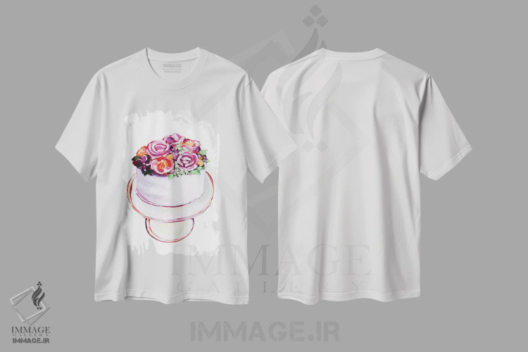 تیشرت سفید طرح دار کیک گل وانیلی، مدیوم اثر لورِل گرینفیلد | فروشگاه ایماژ