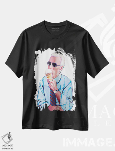 تیشرت مشکی طرح دار جو بایدن عاشق بستنی است، مدیوم اثر لورِل گرینفیلد | فروشگاه ایماژ