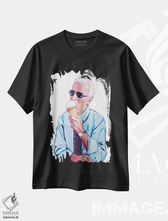 تیشرت مشکی طرح دار جو بایدن عاشق بستنی است، مدیوم اثر لورِل گرینفیلد | فروشگاه ایماژ