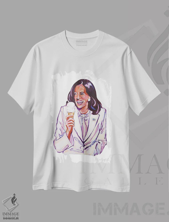 تیشرت سفید طرح دار کاملا هریس عاشق بستنی است، مدیوم اثر لورِل گرینفیلد | فروشگاه ایماژ