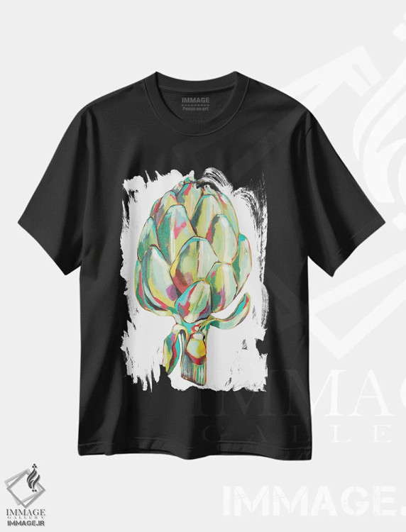 تیشرت مشکی طرح دار کنگر فرنگی سبز، مدیوم اثر لورِل گرینفیلد | فروشگاه ایماژ