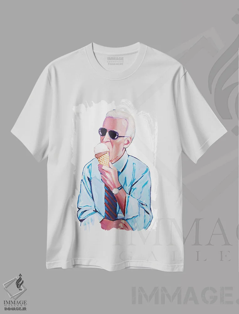تیشرت سفید طرح دار جو بایدن عاشق بستنی است، مدیوم اثر لورِل گرینفیلد | immage.ir