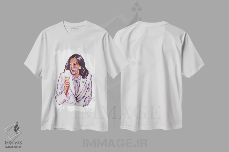 تیشرت سفید طرح دار کاملا هریس عاشق بستنی است، مدیوم اثر لورِل گرینفیلد | فروشگاه ایماژ