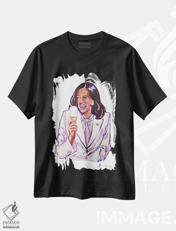 تیشرت مشکی طرح دار کاملا هریس عاشق بستنی است، مدیوم اثر لورِل گرینفیلد | immage.ir