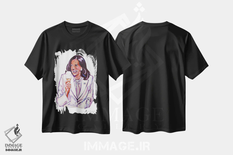 تیشرت مشکی طرح دار کاملا هریس عاشق بستنی است، مدیوم اثر لورِل گرینفیلد | immage.ir