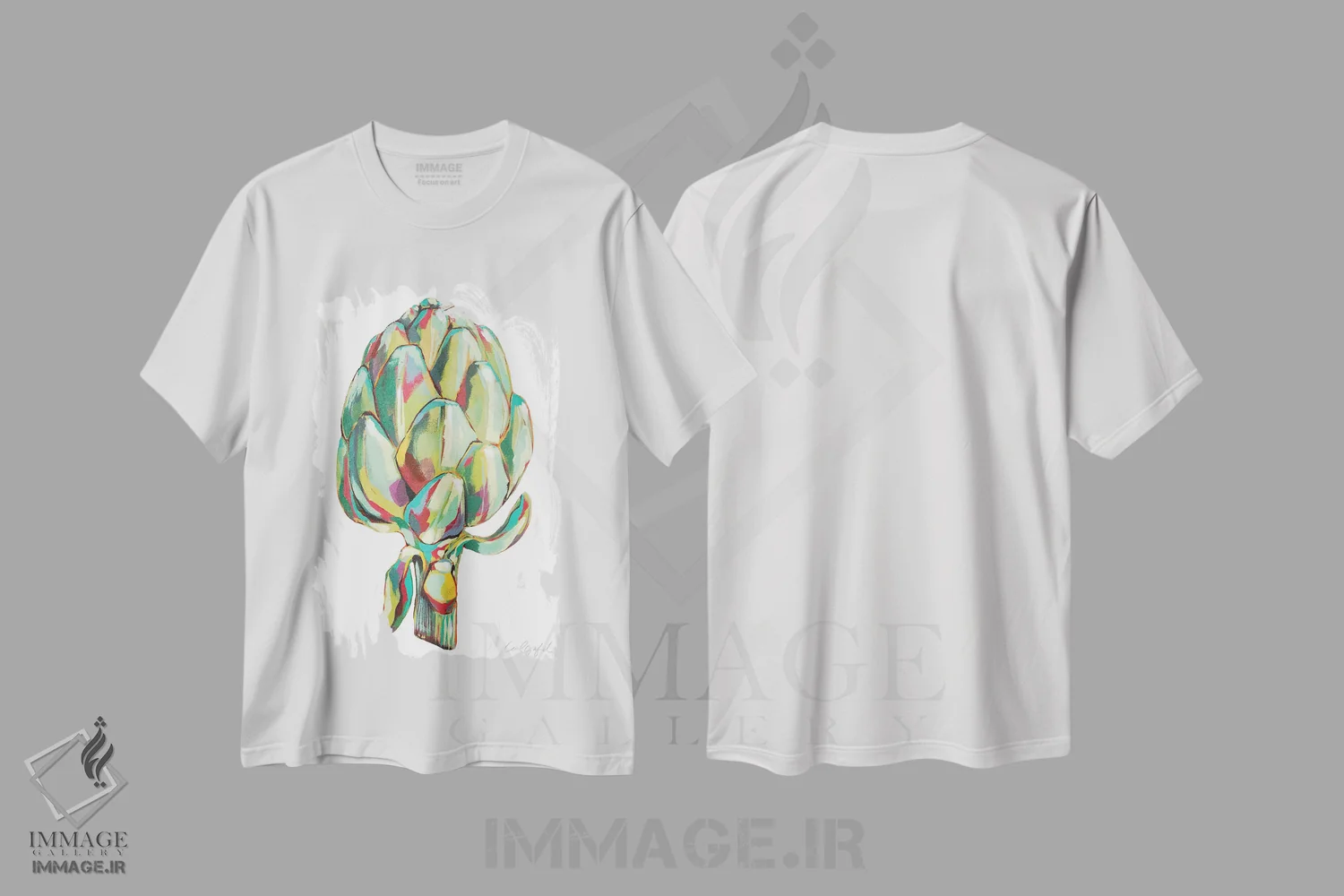 تیشرت سفید طرح دار کنگر فرنگی سبز، مدیوم اثر لورِل گرینفیلد | immage.ir