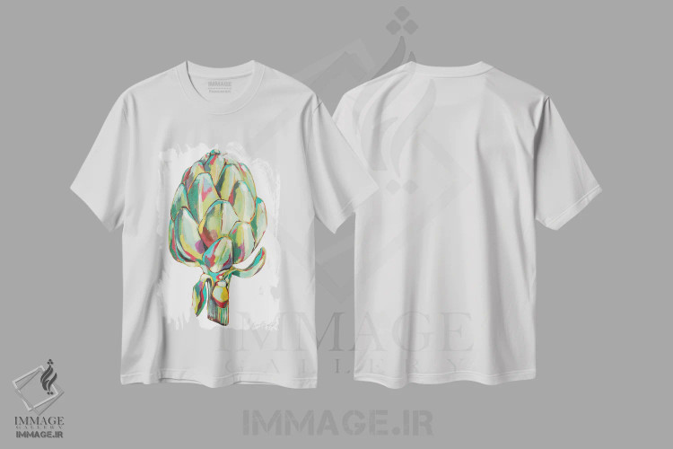 تیشرت سفید طرح دار کنگر فرنگی سبز، مدیوم اثر لورِل گرینفیلد | immage.ir