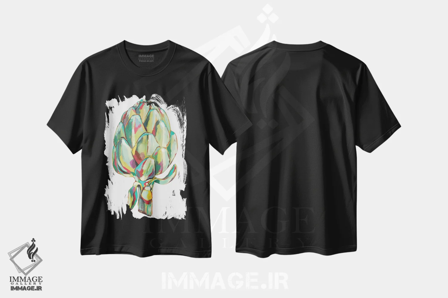 تیشرت مشکی طرح دار کنگر فرنگی سبز، مدیوم اثر لورِل گرینفیلد | فروشگاه ایماژ