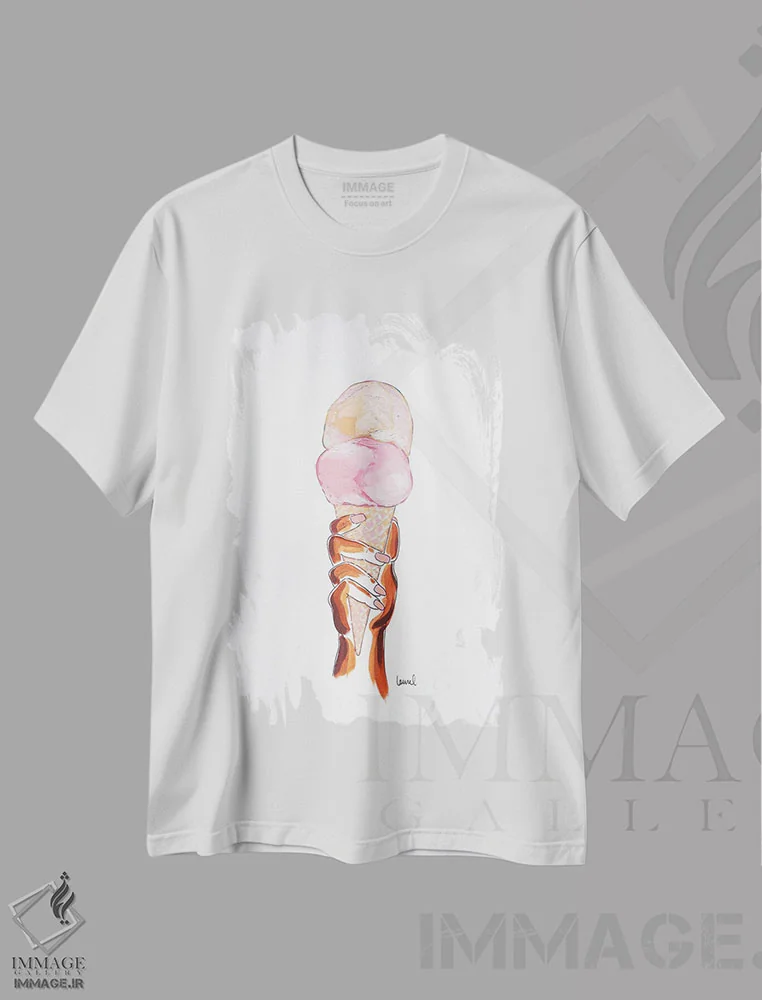 تیشرت سفید طرح دار دست و بستنی I، مدیوم اثر لورِل گرینفیلد | immage.ir