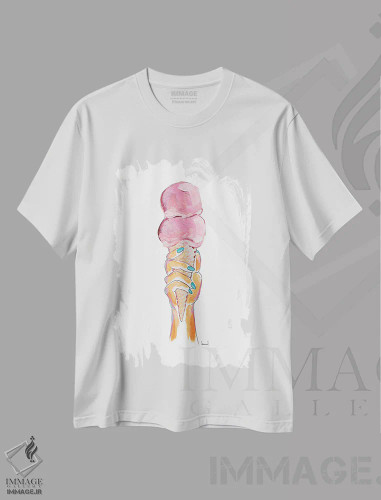 تیشرت سفید طرح دار دست و بستنی II، مدیوم اثر لورِل گرینفیلد | فروشگاه ایماژ