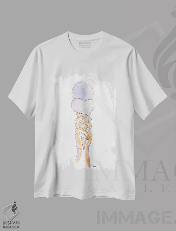 تیشرت سفید طرح دار دست و بستنی III، مدیوم اثر لورِل گرینفیلد | immage.ir