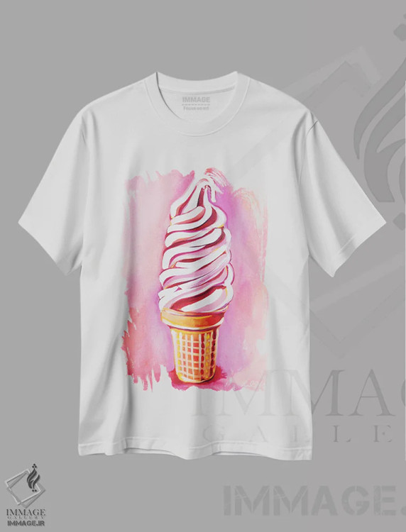 تیشرت سفید طرح دار بستنی سافت سرو صورتی، مدیوم اثر لورِل گرینفیلد | فروشگاه ایماژ