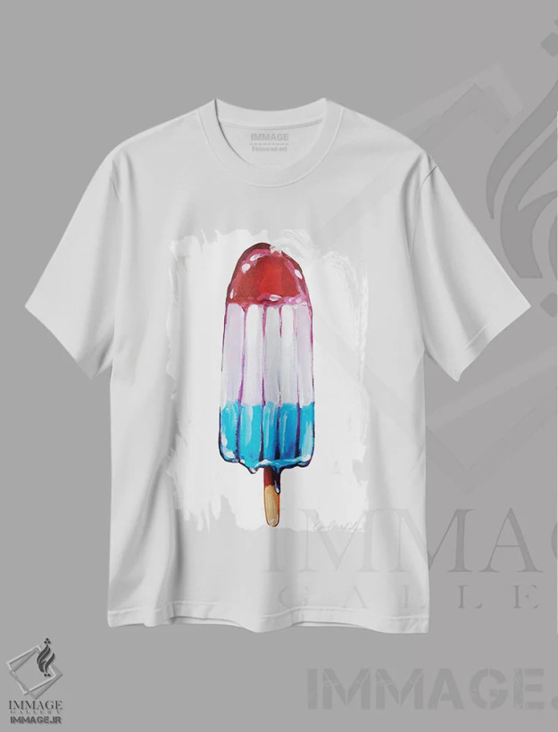 تیشرت سفید طرح دار بستنی موشکی، تزئینی اثر لورِل گرینفیلد | فروشگاه ایماژ