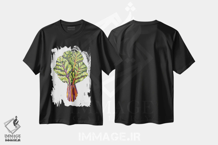 تیشرت مشکی طرح دار برگ چغندر سوئیسی، مدیوم اثر لورِل گرینفیلد | فروشگاه ایماژ