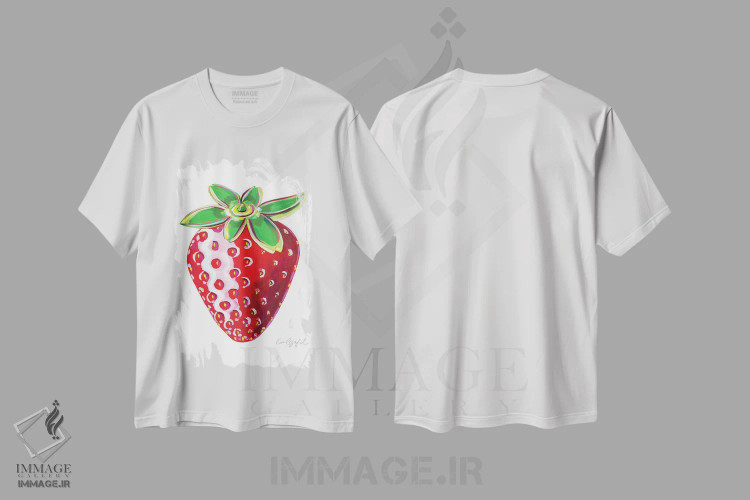 تیشرت سفید طرح دار یک عدد توت فرنگی، مدیوم اثر لورِل گرینفیلد | immage.ir