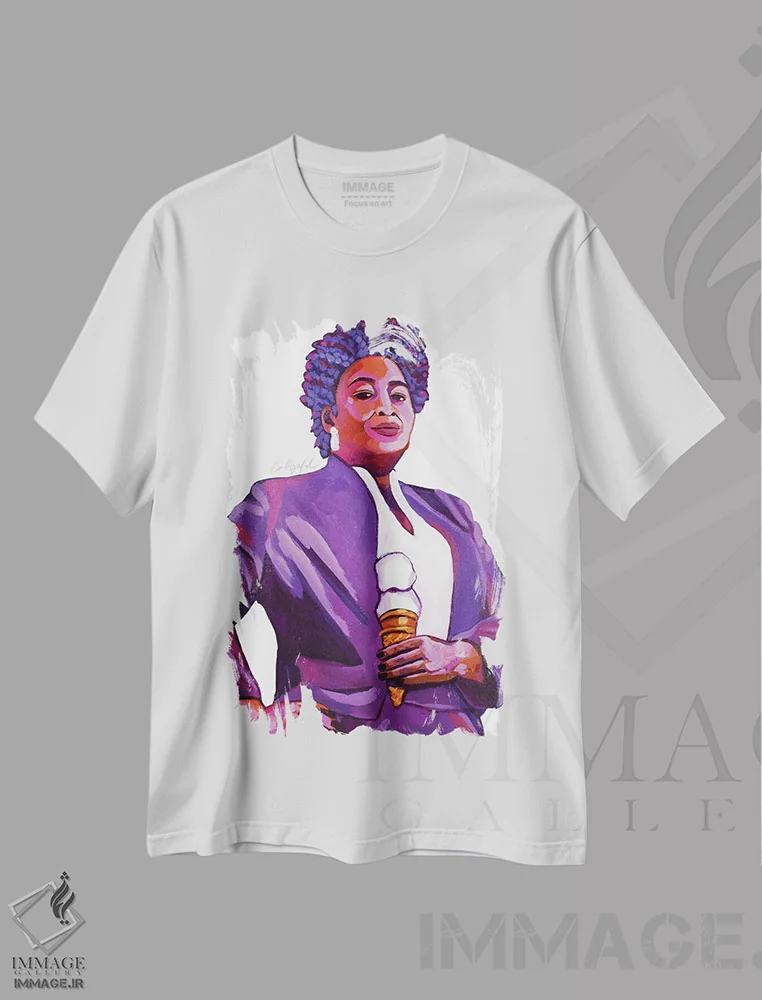 تیشرت سفید طرح دار بستنی استیسی آبرامز، مدیوم اثر لورِل گرینفیلد | فروشگاه ایماژ