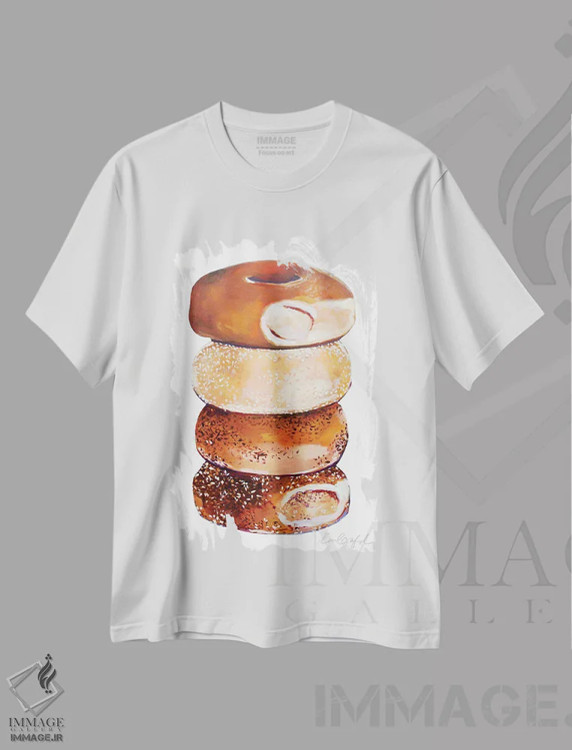 تیشرت سفید طرح دار روی هم چیده شدن بیگل ها، تزئینی اثر لورِل گرینفیلد | immage.ir