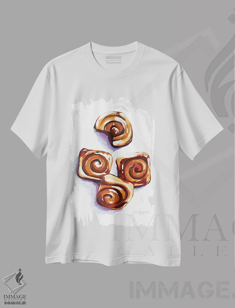 تیشرت سفید طرح دار نان های چسبناک، مدیوم اثر لورِل گرینفیلد | فروشگاه ایماژ