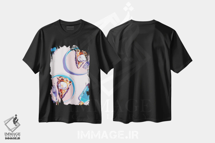 تیشرت مشکی طرح دار دو برش پای بلوبری، تزئینی اثر لورِل گرینفیلد | immage.ir