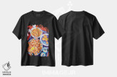 تیشرت مشکی طرح دار صدف سرخ شده و سیب زمینی سرخ کرده، تزئینی اثر لورِل گرینفیلد | فروشگاه ایماژ