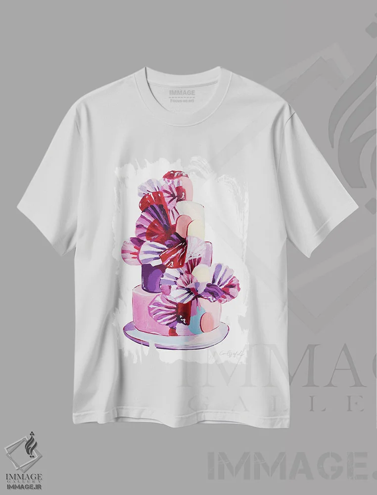 تیشرت سفید طرح دار کیک بادبزنی، مدیوم اثر لورِل گرینفیلد | immage.ir