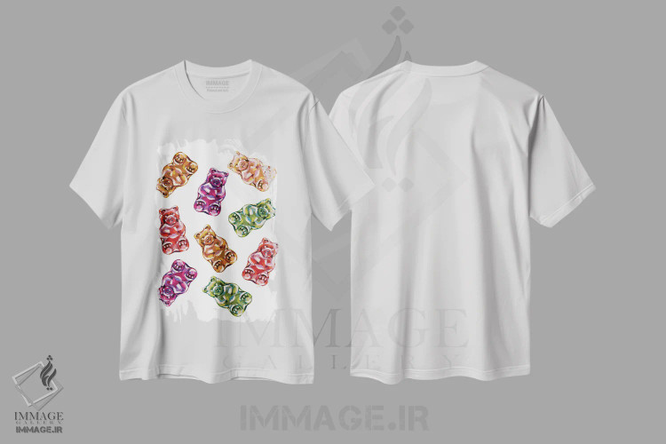 تیشرت سفید طرح دار پاستیل خرسی، مدیوم اثر لورِل گرینفیلد | فروشگاه ایماژ