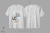 تیشرت سفید طرح دار گوزن شمالی روی دوچرخه، تزئینی اثر آملی لگو | immage.ir