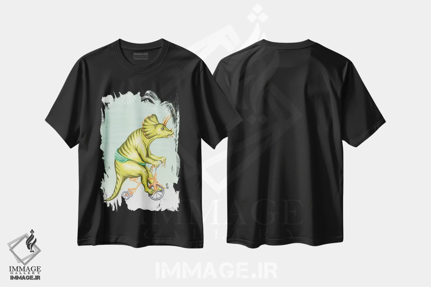 تیشرت مشکی طرح دار تریسراتوپس دوچرخه سوار، تزئینی اثر آملی لگو | فروشگاه ایماژ