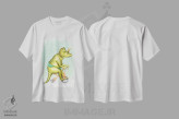 تیشرت سفید طرح دار تریسراتوپس دوچرخه سوار، تزئینی اثر آملی لگو | immage.ir