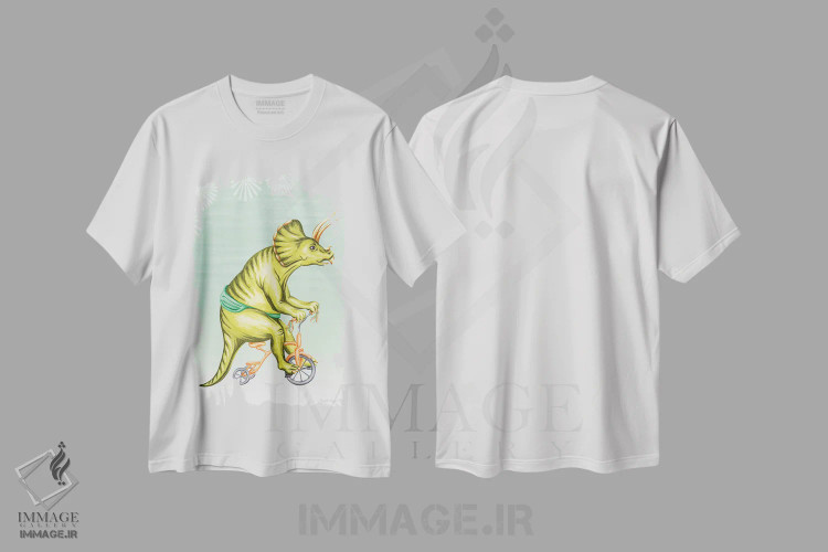 تیشرت سفید طرح دار تریسراتوپس دوچرخه سوار، تزئینی اثر آملی لگو | immage.ir