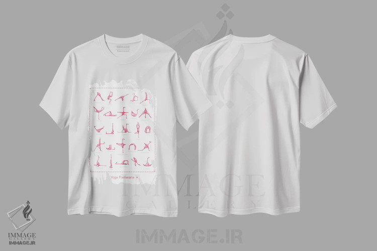 تیشرت سفید طرح دار یوگا، تزئینی اثر آملی لگو | فروشگاه ایماژ