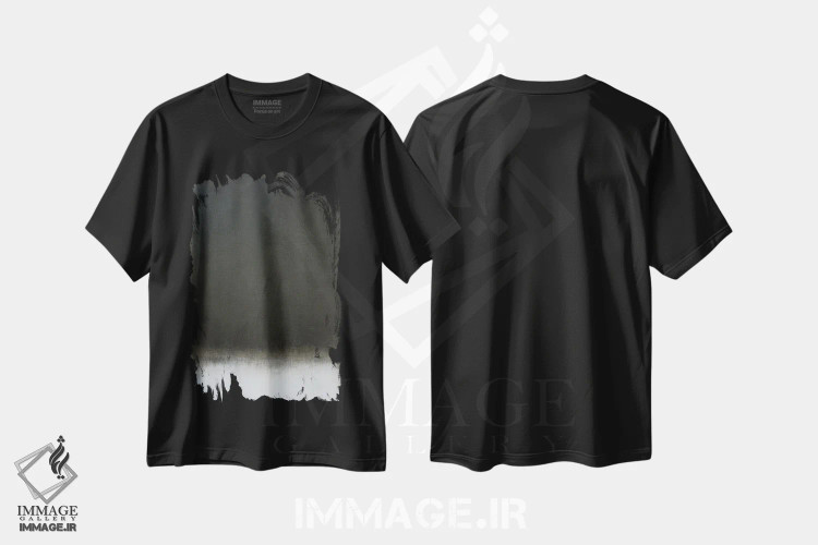 تیشرت مشکی طرح دار گفت وگوهای صمیمی اثر لئون گروسمن | immage.ir