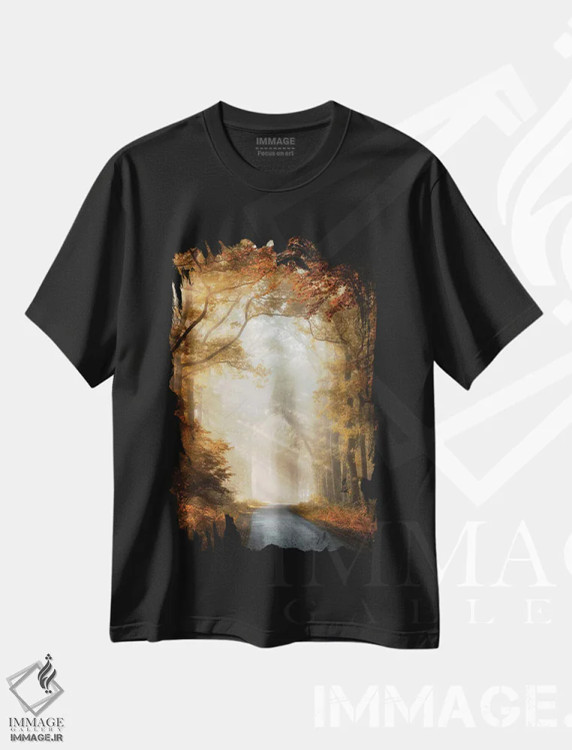 تیشرت مشکی طرح دار خوشبختی این است، مدیوم اثر لارس فان ده خور | immage.ir