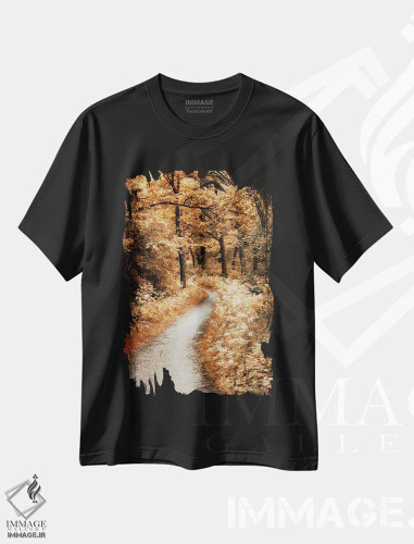 تیشرت مشکی طرح دار مسیر پرپیچ وخم، دکور تعطیلات اثر لارس فان ده خور | فروشگاه ایماژ
