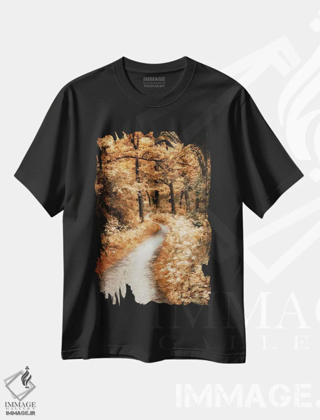 تیشرت مشکی طرح دار مسیر پرپیچ وخم، دکور تعطیلات اثر لارس فان ده خور | فروشگاه ایماژ