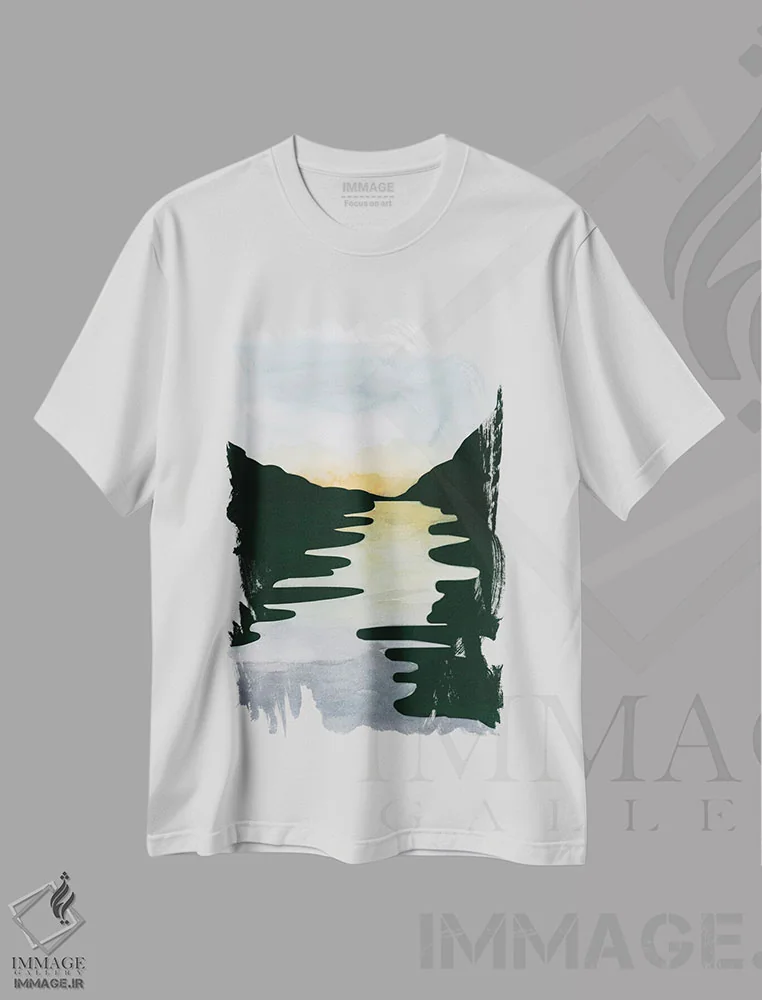 تیشرت سفید طرح دار رودخانه الیزابت ۲، آبستره اثر آلیشیا لانگلی | فروشگاه ایماژ
