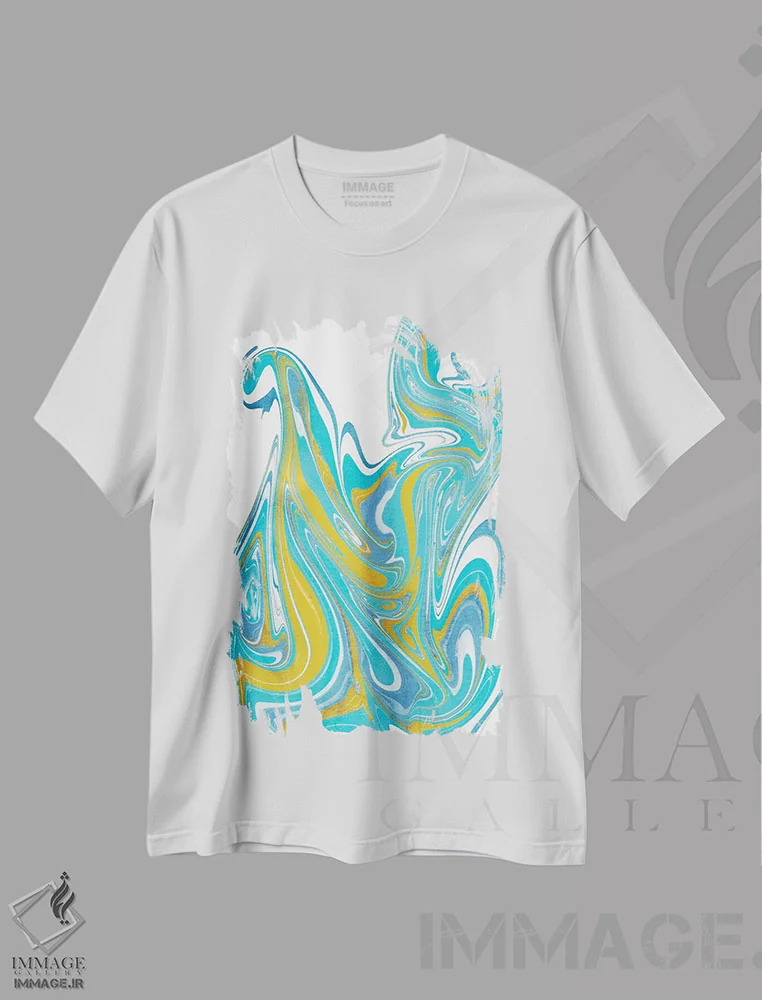 تیشرت سفید طرح دار کهکشان ۴، آبستره اثر آلیشیا لانگلی | immage.ir