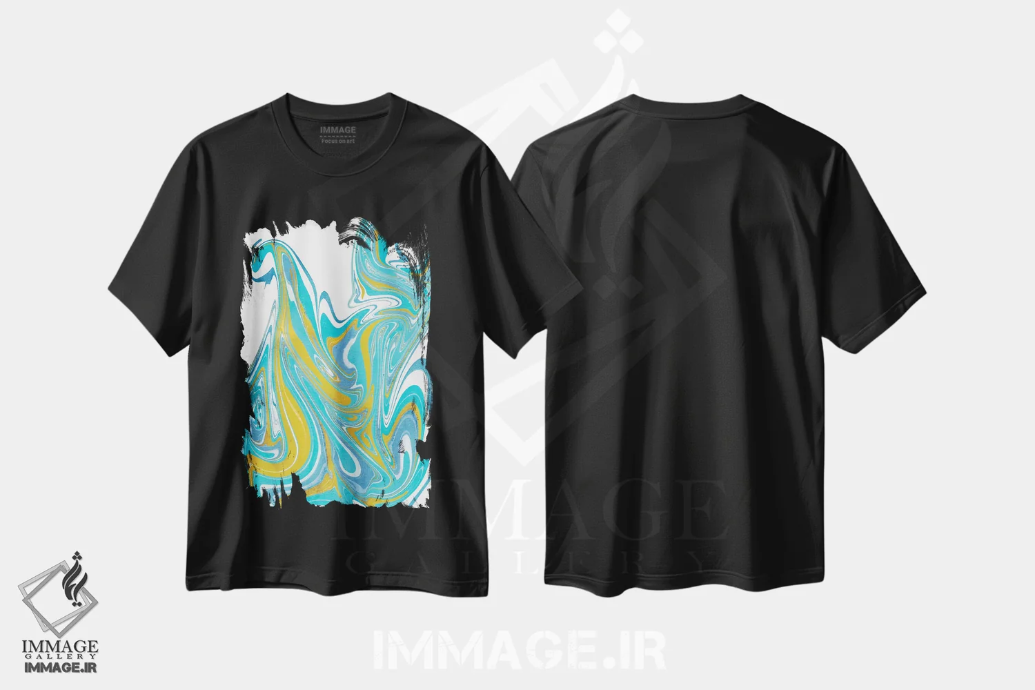 تیشرت مشکی طرح دار کهکشان ۴، آبستره اثر آلیشیا لانگلی | فروشگاه ایماژ