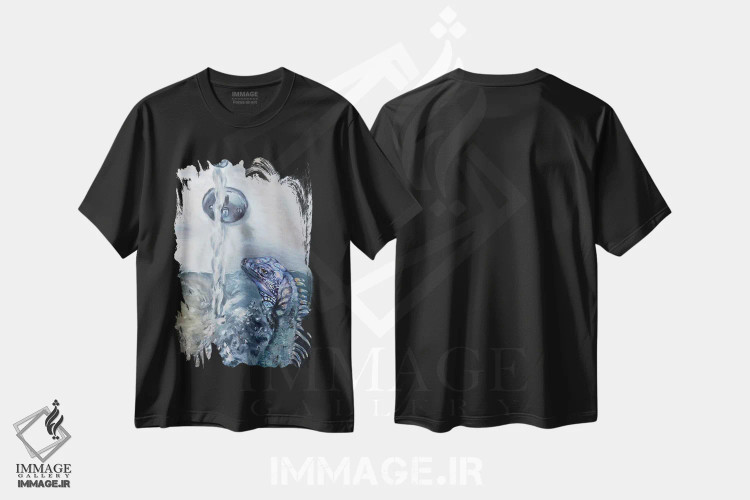 تیشرت مشکی طرح دار حمام مارمولک، مدیوم اثر لیزا گلدفارب | فروشگاه ایماژ