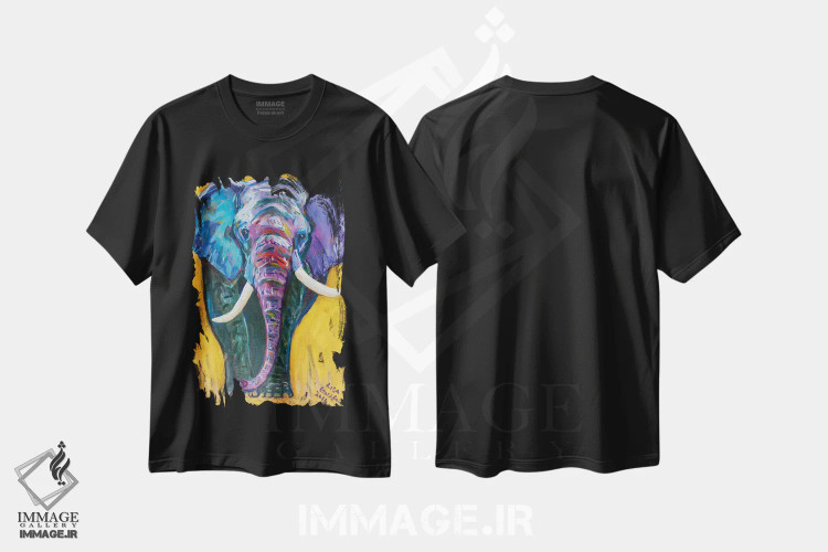تیشرت مشکی طرح دار طلای فیل، مدیوم اثر لیزا گلدفارب | فروشگاه ایماژ