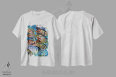 تیشرت سفید طرح دار گروه مارمولک های یقه دار، مدیوم اثر لیزا گلدفارب | فروشگاه ایماژ