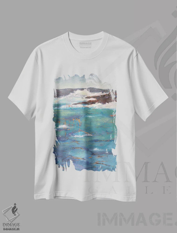 تیشرت سفید طرح دار ریتم کائوآئی، آبستره اثر لوری هاف | immage.ir