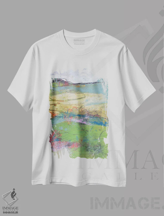 تیشرت سفید طرح دار نمای آرام، آبستره اثر لوری هاف | immage.ir
