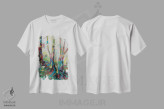 تیشرت سفید طرح دار اجرای صندوقی، آبستره اثر لوری هاف | فروشگاه ایماژ