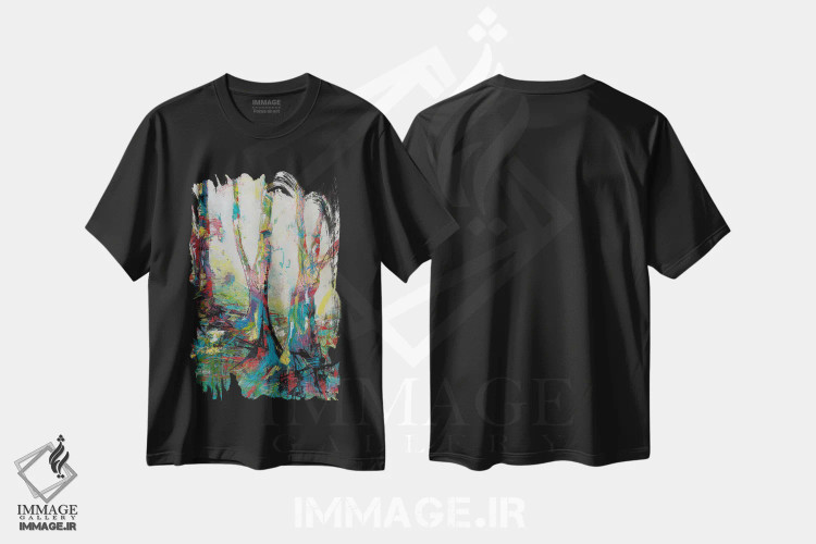 تیشرت مشکی طرح دار اجرای صندوقی، آبستره اثر لوری هاف | immage.ir