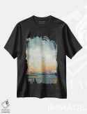 تیشرت مشکی طرح دار آرامش غروب، آبستره اثر لوری هاف | immage.ir