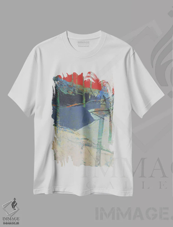 تیشرت سفید طرح دار درختان زمستانی، آبستره اثر لوری هاف | فروشگاه ایماژ